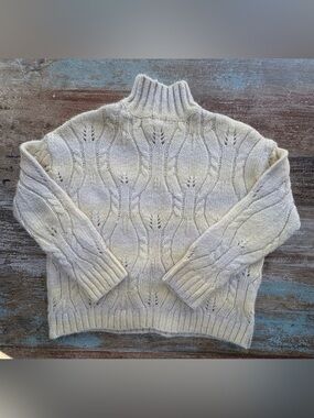a.n.a Cable-Knit Mock Neck Sweater